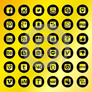 Black Social Network Icons