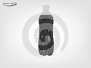 black soda drinking bottle with transparent water