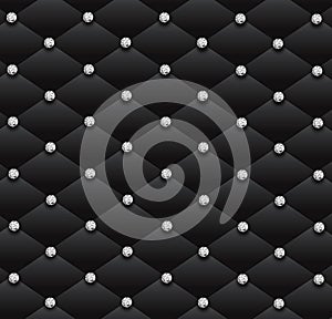 Black sofa diamonds leather glamour pattern background