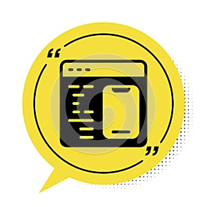 Black Software, web developer programming code icon isolated on white background. Javascript computer script random