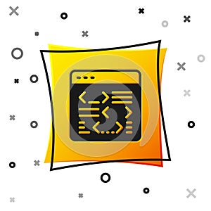 Black Software, web developer programming code icon isolated on white background. Javascript computer script random