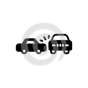 Black solid icon for Accidents, car and crash