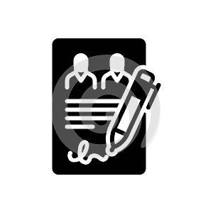 Black solid icon for Accordance, agreement and document