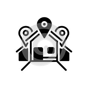 Black solid icon for Address, location and locale