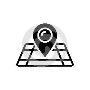 Black solid icon for Addressed, map and road