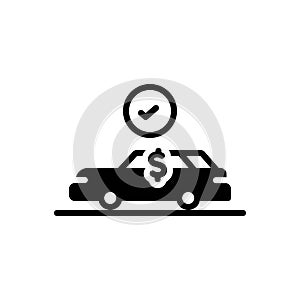 Black solid icon for Afford, dollar and car