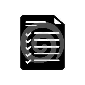 Black solid icon for Agenda, itinerary and daytimer