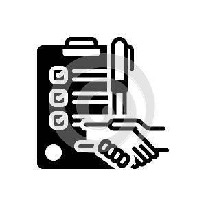 Black solid icon for Agreement, compromise and document