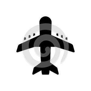 Black solid icon for Airline, airway and airplane