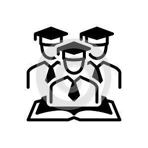 Black solid icon for Alumni, old grad and postgraduate