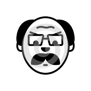 Black solid icon for Angry Old Man, angry and gaffer