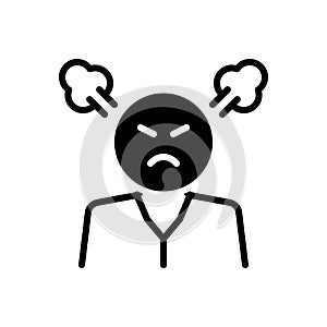 Black solid icon for Angry, smoke and ireful