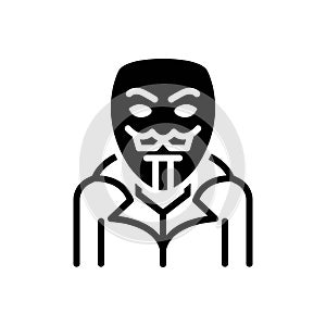 Black solid icon for Anonymous, unnamed and criminal