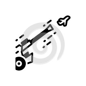 Black solid icon for Antiaircraft, army and attack