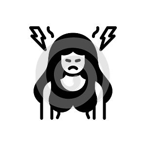 Black solid icon for Anxiety, concern and worry