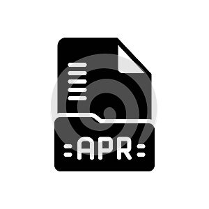 Black solid icon for Apr, document and annual