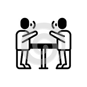 Black solid icon for Argument, discussion and communication