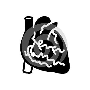 Black solid icon for Arteries, veins and heart