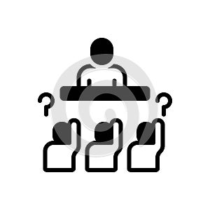 Black solid icon for Asks, questioning and inquiry