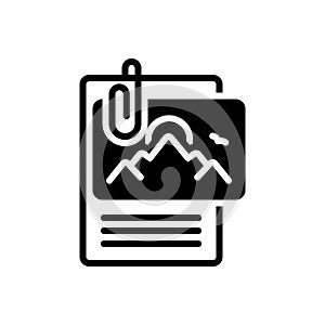 Black solid icon for Attach, joint and document