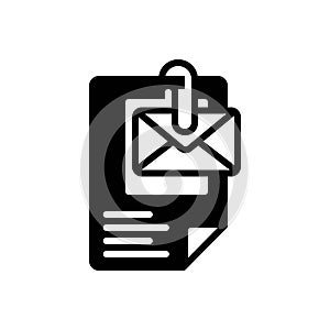 Black solid icon for Attachments, attach and document