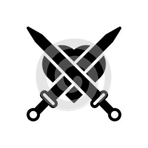 Black solid icon for Attack, weapon and sword