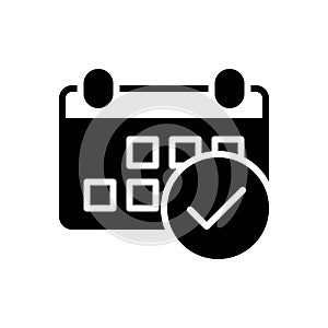 Black solid icon for Attendance, presence and record