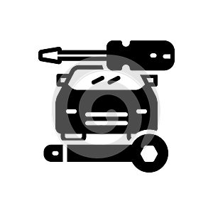 Black solid icon for Auto repair, workshop and service