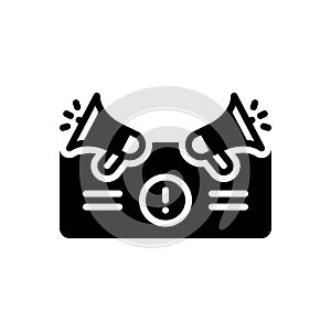 Black solid icon for Awareness, bullhorn and alertness