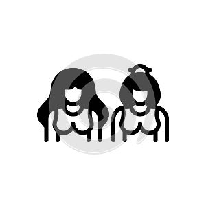 Black solid icon for Babes, girls and human