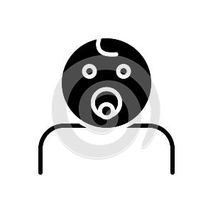 Black solid icon for Baby Boy, newborn and nipple