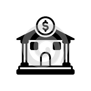 Black solid icon for Bank, money and dealing