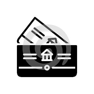 Black solid icon for Bankbook, account and deposit