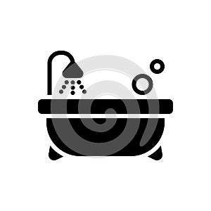 Black solid icon for Bathtub, spigot and faucet