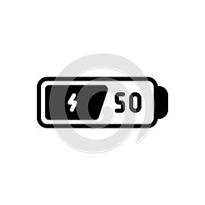 Black solid icon for Battery, electricity and voltage