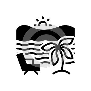 Black solid icon for Beach, seaside and seashore