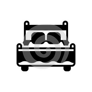 Black solid icon for Bed, bedstead and bunk