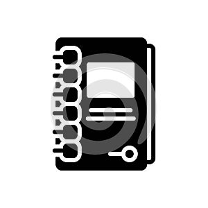 Black solid icon for Binding, ligation and notebook