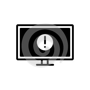 Black solid icon for Bluescreen, error and monitor