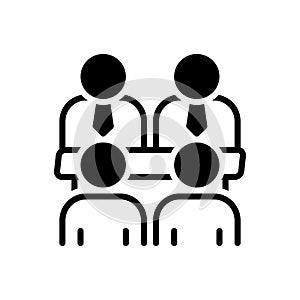 Black solid icon for Board Meeting, communication and conference