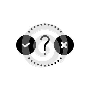 Black solid icon for Boolean, question mark and wrong