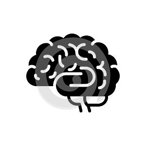 Black solid icon for Brain, cerebrum and mental