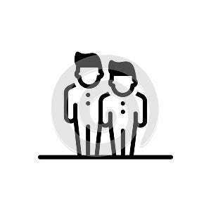 Black solid icon for Brother, buddy and together