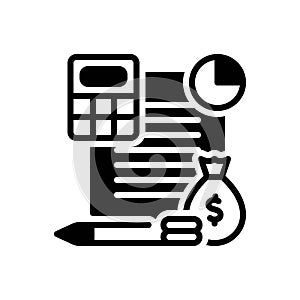 Black solid icon for Budget, money and financial