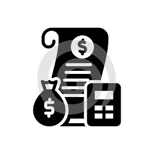 Black solid icon for Budgets, account and balance