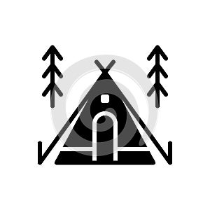 Black solid icon for Camp, tent and cantonment