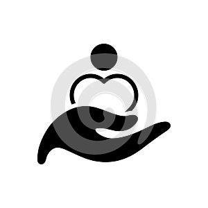 Black solid icon for Care, responsibility and safekeeping