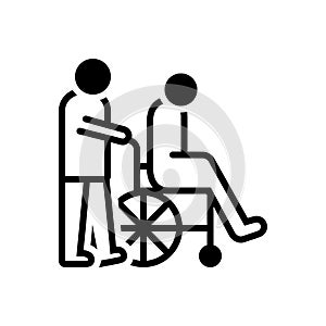 Black solid icon for Caregivers, caretaker and disability