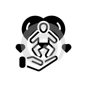 Black solid icon for Caring, baby and child