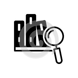 Black solid icon for Case Study, learning and magnifier